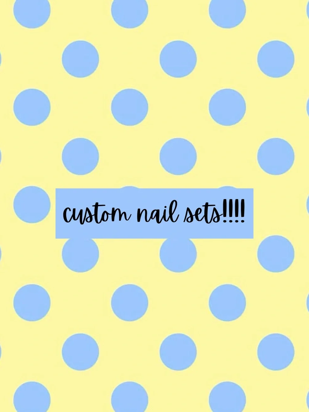 Custom Press-On Nail Set - Blue Polka Dots on Yellow Base
